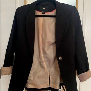 H&M black blazer with tan lining